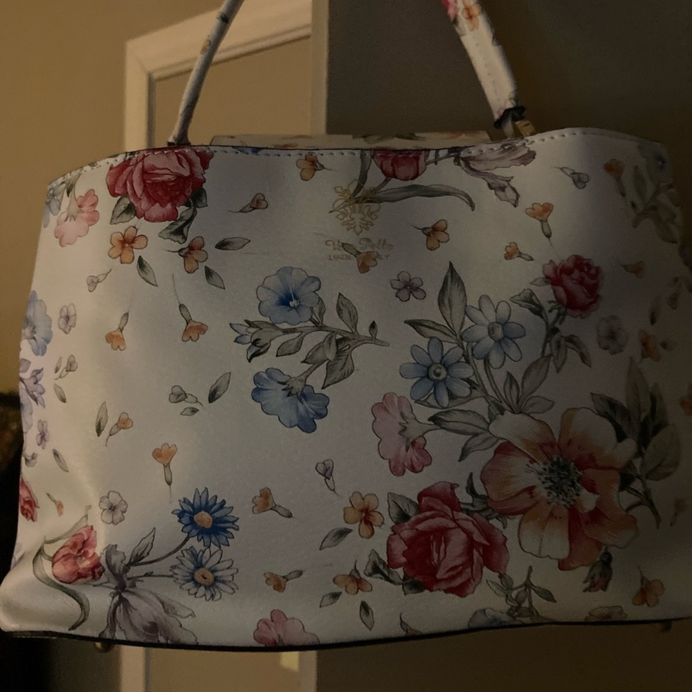 Floral Print White Shoulder Bag - Elegant Women's Handbag